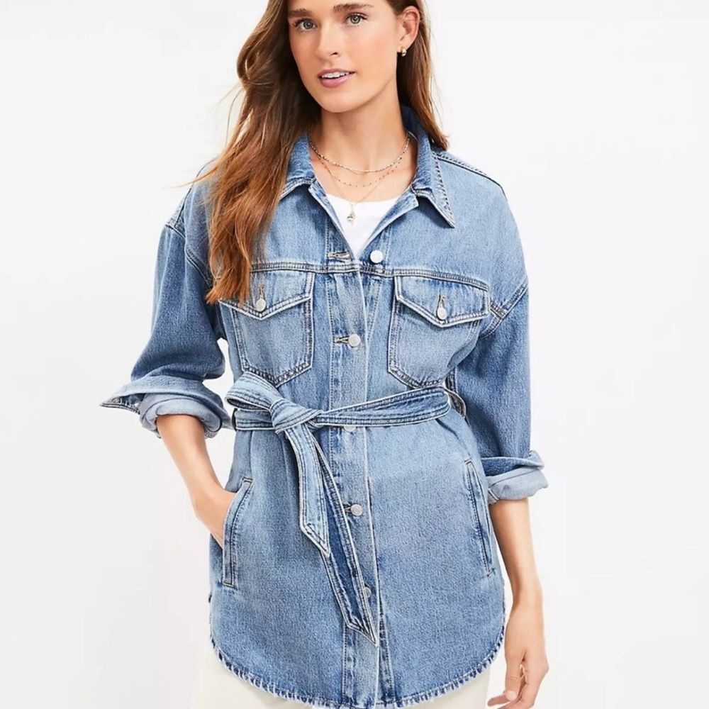 NWT Loft Denim Belted Shacket